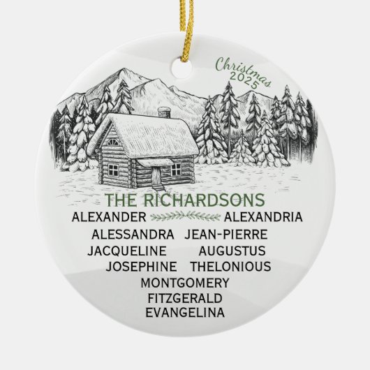 Wintermelokabine Snowy Mountain X11 Keramik Ornament (Vorne)