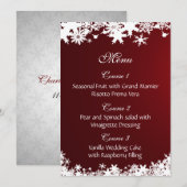 Wintermenü mit roten Schneeflocken Menükarte (Vorne/Hinten)