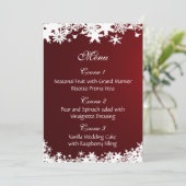 Wintermenü mit roten Schneeflocken Menükarte (Stehend Vorderseite)