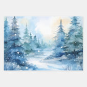 Wintermesse Schneesicherheit Winterlandschaft Blau Geschenkpapier Set (Vorderseite)