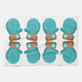 Wintermitten niedliche Schneeflocke aquamarin blau Geschirrtuch (Horizontal)