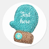 Wintermitten niedliche Schneeflocke blau braun Runder Aufkleber (Vorderseite)