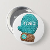 Wintermitten niedliche Schneeflocke, blau-weiß Button (Vorne & Hinten)