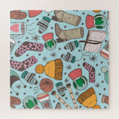 Wintermode-Doodle-Skizzenmuster Puzzle (Horizontal)