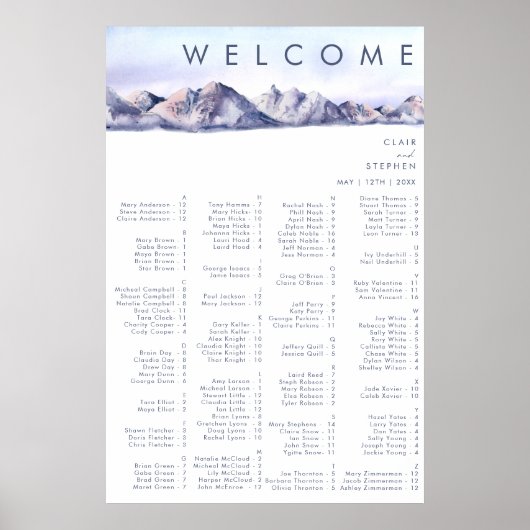 Wintermonate Sonnenterrasse Alphabetische Sitzkart Poster (Vorne)
