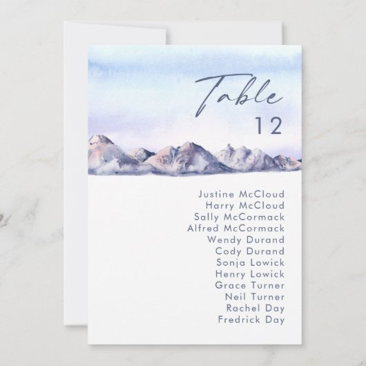 Wintermonate-Tischnummer (Rückseite)