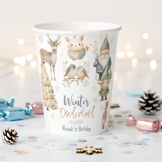Wintermondländer Glitzer wunderbarer Geburtstag Pappbecher