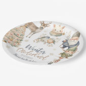 Wintermondländer Glitzer wunderbarer Geburtstag Pappteller (Schrägansicht)