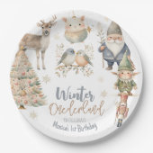 Wintermondländer Glitzer wunderbarer Geburtstag Pappteller (Vorderseite)