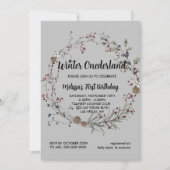 Wintermondländer Rustikalbeere boho ersten Geburts Einladung (Vorderseite)