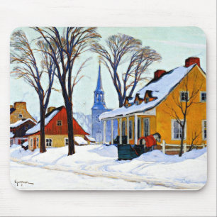 Wintermorgen, Kunst von Clarence Gagnon Mousepad