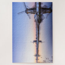 Wintermorgen mit Windmühlen in den Niederlanden