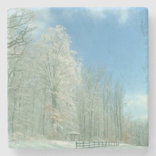 Wintermorgen Steinuntersetzer (Vorderseite)