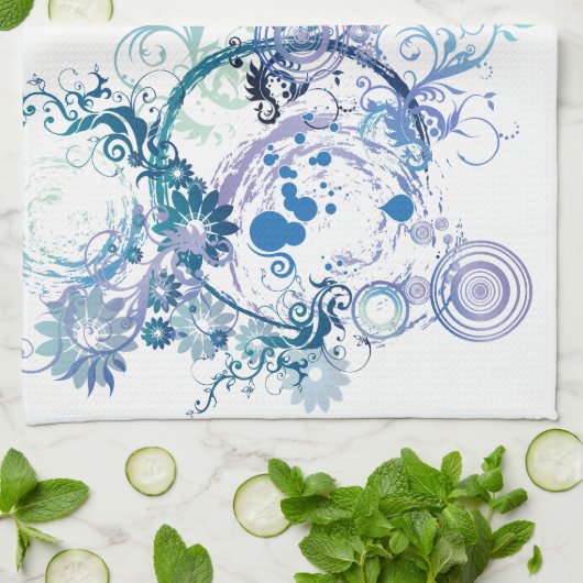 Wintermuster Blau. Türkis. Geschirrtuch (Gefaltet)