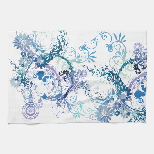 Wintermuster Blau. Türkis. Geschirrtuch (Horizontal)