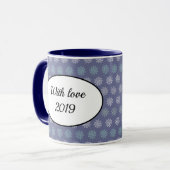 Wintermuster Blau und Weiße Schneeflocken Tasse (Vorderseite Links)