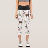Wintermuster Hirsch- und Brunnenfutter Capri Leggings (Vorderseite)