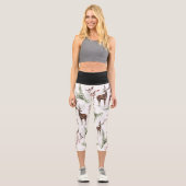 Wintermuster Hirsch- und Brunnenfutter Capri Leggings (Vorderseite)