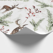Wintermuster Hirsch- und Brunnenfutter Geschenkpapier (Ecke)