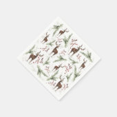 Wintermuster Hirsch- und Brunnenfutter Serviette (Ecke)