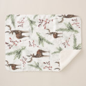 Wintermuster Hirsch- und Brunnenfutter Sherpadecke (Vorderseite (Horizontal))