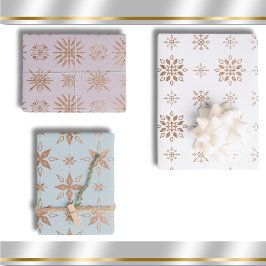 Wintermuster Snowflake Moderne Elegante Rose Gold Geschenkpapier Set