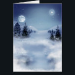 Winternacht<br><div class="desc">5" x 7" Grußkarte mit einem Bild einer schönen Winternacht mit einem leuchtenden Vollmond und Sternenhimmel. Der innere, anpassbare Text lautet: "Ich wünsche euch allen Hoffnung, Verwunderung und Freude, die die Saison bringen kann." Siehe dazu passende Konfetti, Aufkleber und Packpapier. Die gesamte Hanukkah Grußkartensammlung finden Sie unter CARDS & STICKERS...</div>