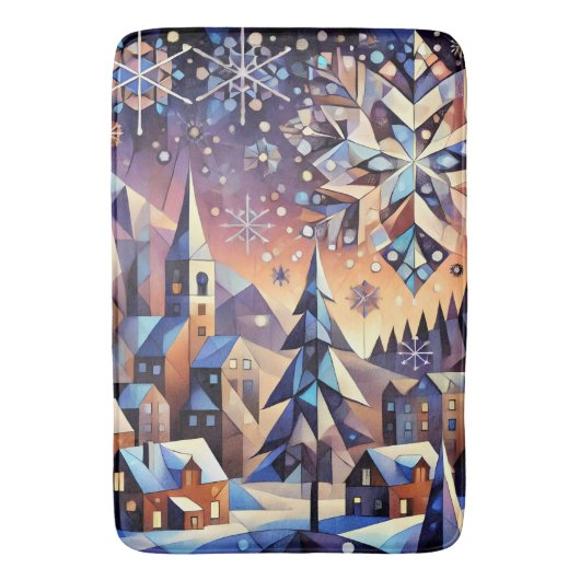 Winternacht Art Bath Mat Badematte (Vorderseite Vertikal)