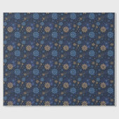 Winternacht: Blaues Schneeflockenmuster. Geschenkpapier (Flach)