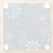 Winternacht: Blaues Schneeflockenmuster. Glasuntersetzer (Rückseite)