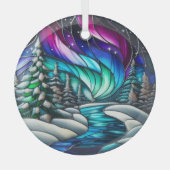 Winternacht Buntglasdekoration, Weihnachten Ornament Aus Glas (Vorderseite)