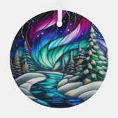 Winternacht Buntglasdekoration, Weihnachten Ornament Aus Glas (Rückseite)