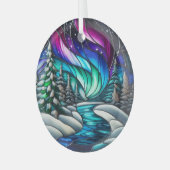 Winternacht Buntglasdekoration, Weihnachten Ornament Aus Glas (Vorderseite links)