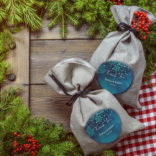 Winternacht Danke Runder Aufkleber