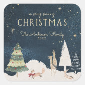 Winternacht | Elegante Gold Weihnachten Vielen Dan Quadratischer Aufkleber (Vorderseite)