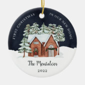 Winternacht Erste Weihnachten in unserer neuen Zuh Keramik Ornament (Vorne)