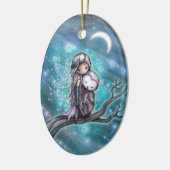 Winternacht Faible & Owl Fantasy Art Keramik Ornament (Links)