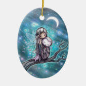 Winternacht Faible & Owl Fantasy Art Keramik Ornament (Vorne)