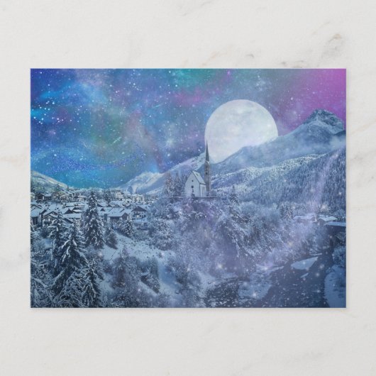 Winternacht Feiertagspostkarte (Vorderseite)