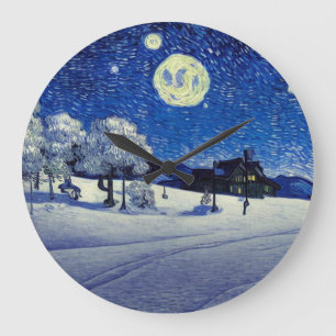 Winternacht Große Wanduhr