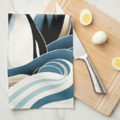 Winternacht im Blaue Creme-Pinguinwald Geschirrtuch (Viertel Falte)