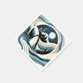 Winternacht im Blaue Creme-Pinguinwald Serviette (Ecke)