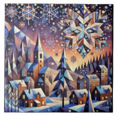 Winternacht Keramik Tile Fliese (Vorderseite)