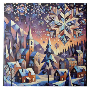 Winternacht Keramik Tile Fliese