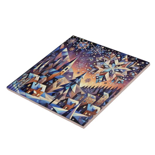 Winternacht Keramik Tile Fliese (Seite)