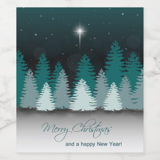 Winternacht mit Stern von Bethlehem Weinetikett (Einzelnes Label)