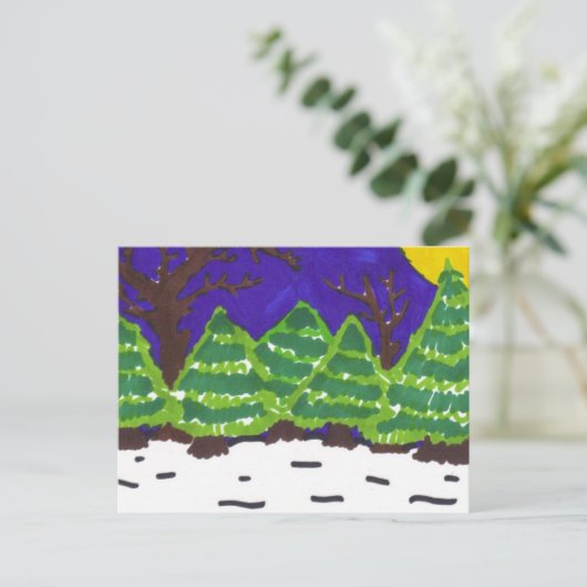 Winternacht Postkarte (Stehend Vorderseite)