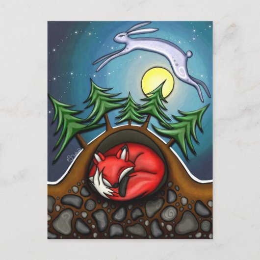 Winternacht Postkarte (Vorderseite)