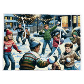 Winternacht Snowball Kämpfen Weihnachten Große Geschenktüte (Rückseite)