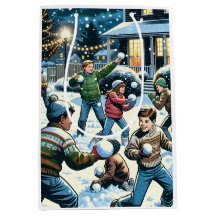Winternacht Snowball Kämpfen Weihnachten